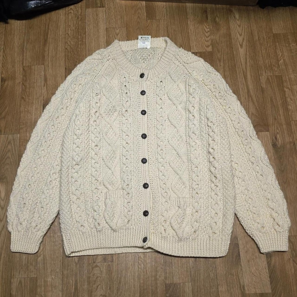 Athena Designs Chunky Knit Sweater Cardigan Made in Ireland Fisherman Sweater